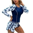 thumbnail image 1 of WREESH Womens Rash Guard Swimsuits Fashion Long Sleeve Printing Patchwork Bikini Set Swimsuit Two Piece Sling Swimwear Beachwear Bathing Suit Blue, 1 of 5
