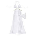 thumbnail image 1 of WREESH Womens Sarong Swimsuit Set Bikini Set Beach Cover Up Wrap Skirt Three-Piece Suit Bandage Solid Bikini Push-Up Padded Swimsuit Beachwear Set Bathing Suit White, 1 of 7