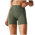 thumbnail image 1 of WREESH Womens Shorts Leggings Solid Color Elastic High Waist Yoga Shorts Slim Pants Army Green, 1 of 5