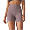 thumbnail image 1 of WREESH Womens Shorts Leggings Solid Color Elastic High Waist Yoga Shorts Slim Pants Purple, 1 of 5