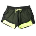 thumbnail image 1 of WREESH Womens Shorts Summer Casual Mesh Double Layer Drawstring Solid Yoga Fitness Sports Shorts Yellow, 1 of 5