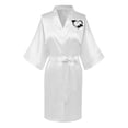 thumbnail image 1 of WREESH Womens Silk Pajamas Satin Nightgown Fashionable Front And Back Printed Solid Color Ice Silk Bathrobe Home Clothing White, 1 of 3
