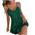 thumbnail image 1 of WREESH Womens Silk Pajamas Slip Dress Suspended Sleepwear Open Back Short Dress Summer Thin Breathable Ice Silk Dress Pajamas Green, 1 of 4