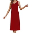 thumbnail image 1 of WREESH Womens Sleeveless Nightgowns Maxi Dress Plus Size Suspenders Sling Pajama Home Dress Short Pajama Dress With Chest Pad Thin Style Integrated Tank Color Wine, 1 of 5