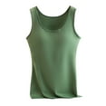 thumbnail image 1 of WREESH Womens Slim Tank Tops Winter Velvet Thermal Inner Wear With Chest Pad Integrated Velvet Thickening Bottoming Large Size New Underwear Green, 1 of 9