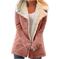thumbnail image 1 of WREESH Womens Solid Color Winter Coats Fleece Lined Jackets Faux Furry Lapel Coats Long Sleeve Button Trench Coats Plus Size Thicken Warm Outerwear Pink, 1 of 6