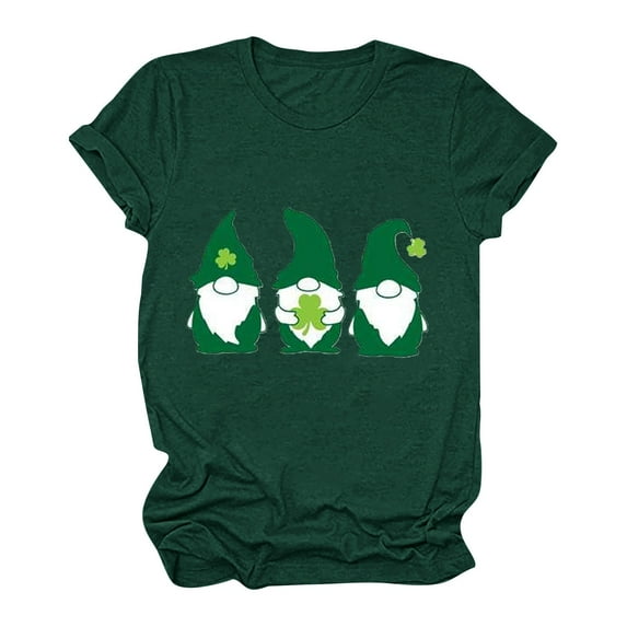 WREESH Womens St. Patricks Day Shirt 2025 Fashion Crewneck T-Shirts Shamrocks Printed Graphic Tees Tops Short Sleeve Shirts Casual Loose Fit Blouses Green