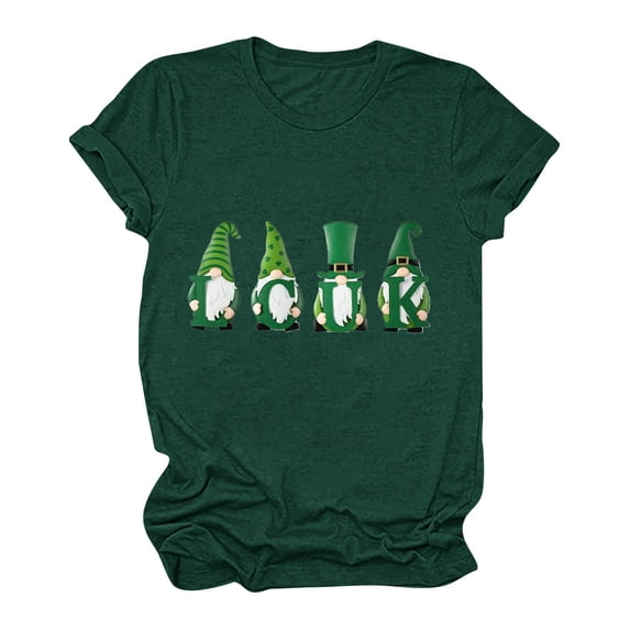 WREESH Womens St. Patricks Day Shirt Summer Fashion Crewneck T-Shirts Shamrocks Printed Graphic Tees Tops Short Sleeve Shirts Casual Loose Fit Blouses Green