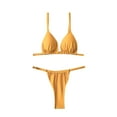 thumbnail image 1 of WREESH Womens String Bikini Sets Bikini Split Swimwear Solid Bikini Two-Piece Split Swimwear Set Beach Bathing Suit Yellow, 1 of 5