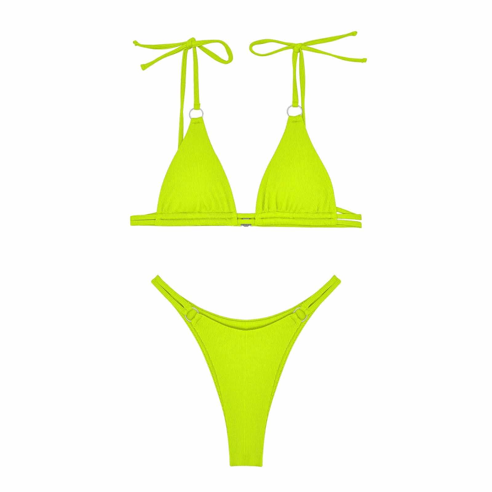 WREESH Womens String Bikini Sets Solid Color Swimwear TwoPiece Slim