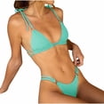 thumbnail image 1 of WREESH Womens String Bikini Sets Solid Color Swimwear Two-Piece Slim Swimsuit Bikini Straped Swimsuits Beach Bathing Suit Sky Blue, 1 of 6