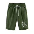 thumbnail image 1 of WREESH Womens Summer Beach Shorts Printed Five Points Plus Size Cotton Linen Shorts Casual Shorts Green, 1 of 6