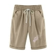 thumbnail image 1 of WREESH Womens Summer Beach Shorts Printed Five Points Plus Size Cotton Linen Shorts Casual Shorts Khaki, 1 of 6