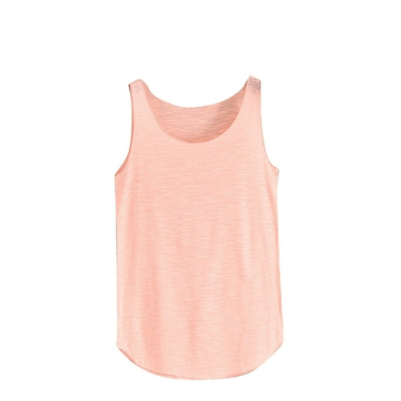 WREESH Womens Summer Loose Tank Tops Solid Color Scoop Neck Sleeveless Blouses Bottom Shirt Pink