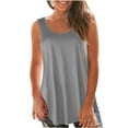 thumbnail image 1 of WREESH Womens Summer Tank Tops Solid Color Round-Neck T Shirts Sleeveless Casual Loose Blouses Pullover Tunic Tops Gray, 1 of 6