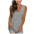 thumbnail image 1 of WREESH Womens Summer Tank Tops Solid V-Neck Sleeveless Shirts Casual Loose Tunic Blouses Gray, 1 of 6