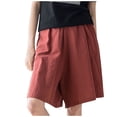 thumbnail image 1 of WREESH Womens Summer Wide Leg Bermuda Shorts Solid Casual Ankle-Length Shorts Loose Hot Shorts Cotton and Linen Shorts Orange, 1 of 8