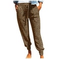 thumbnail image 1 of WREESH Womens Sweatpants Casual Trousers Summer Leopard Print Pants Bottoms Athletic Pants Brown, 1 of 8