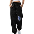 thumbnail image 1 of WREESH Womens Sweatpants Fashion Fall Winter Fitness Sport Relaxed Loose Printing Elastic Waist Long Sweatpants Black, 1 of 6