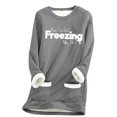 thumbnail image 1 of WREESH Womens Sweatshirts Large Loose Print Top Thickened and Velvet Lamb Wool Warm Underlay Dark Gray, 1 of 4