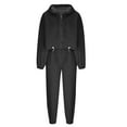 thumbnail image 1 of WREESH Womens Sweatsuits Fashion Solid Color Fashion Casual Suspenders Hooded Coat Ankle Banded Pants Dark Gray, 1 of 8
