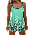 thumbnail image 1 of WREESH Womens Swim Dress Tankini Set Split Bikini Two-Piece Print Beach Swimsuit Beachwear Bathing Suits Green, 1 of 5