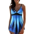 thumbnail image 1 of WREESH Womens Swim Dress Tankini Swimsuits Conservative Print Strappy Back Set Two Piece Swimsuits Swimdress Beach Bathing Suit Blue, 1 of 9