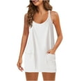 thumbnail image 1 of WREESH Womens Tank Nightgowns Fashion V-Neck Chemise Racerback Sleeveless Sleep Dress Solid Pullover Dress with Pockets White, 1 of 9