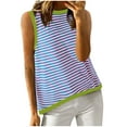 thumbnail image 1 of WREESH Womens Tank Tops Summer Casual Shirts Striped Color Block Tank Top Loose Blouses Green, 1 of 4