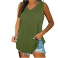 thumbnail image 1 of WREESH Womens Tank Tops Tank Tops V-Neck Basic Casual Flowy Summer Sleeveless T-Shirt Army Green, 1 of 8