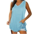 thumbnail image 1 of WREESH Womens Tank Tops Tank Tops V-Neck Basic Casual Flowy Summer Sleeveless T-Shirt Light Blue, 1 of 7