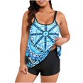thumbnail image 1 of WREESH Womens Tankini Plus Size 2025 Spring Fashion Plus Size Conservative Skirt Style Two-Piece Swimsuit Suit Beach Bathing Suit Blue, 1 of 6