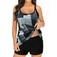 thumbnail image 1 of WREESH Womens Tankini Swimsuit Conservative Print Strappy Back Set Two Piece Swimsuits Swimdress Beach Bathing Suit Gray, 1 of 8