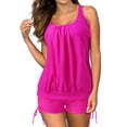 thumbnail image 1 of WREESH Womens Tankini Swimsuit Solid Color Swimwear Two-Piece Slim Swimsuit Bikini Straped Swimsuits Beach Bathing Suit Hot Pink, 1 of 9