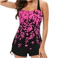 thumbnail image 1 of WREESH Womens Tankini Swimsuits for Two Piece Bathing Suits Floral Print Tank Tops with Boyshorts Swimming Suits Hot Pink, 1 of 4