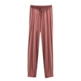 thumbnail image 1 of WREESH Womens Thin Pajama Pants High Waisted Home Thin Casual Pocket Loose Oversized Wide Leg Pants Pink, 1 of 4