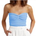 thumbnail image 1 of WREESH Womens Tube Top Fashion Strapless Strapless Bra Solid Color Threaded Knitted Top Light Blue, 1 of 6