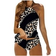thumbnail image 1 of WREESH Womens Tummy Control Tankini Swimsuit Split Bikini Two-Piece Print Beach Swimsuit Beachwear Bathing Suits Black, 1 of 3