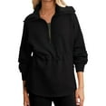 thumbnail image 1 of WREESH Womens Turtleneck Sweatshirts Drawstring Waist 1/4 zip Pullover Solid Color Loose Fit Long Sleeved Tops 2025 Spring Fall Outfits, 1 of 9