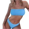 thumbnail image 1 of WREESH Womens Two Piece Swimsuit Bandeau Bikini Sets High Cut Bikini Fashion Wrinkle Cloth Bra Stripe Bikini Swimsuit Beach Bathing Suit Sky Blue, 1 of 4