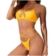 thumbnail image 1 of WREESH Womens Two Piece Swimsuit Bikini Set Cutout Swimsuit Oversize Zipper Sports Swimwear Conservative Panel Color Sunscreen Swimwear Diving Suit Surfing Suit Beach Bathing Suit Yellow, 1 of 5