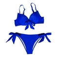 thumbnail image 1 of WREESH Womens Two Piece Swimsuit Bikini Set Solid Color Split Backless Bow Swimsuit Beach Bathing Suit Blue, 1 of 7