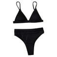 thumbnail image 1 of WREESH Womens Two Piece Swimsuit Bikini Sets High Cut Bikini with Chest Pad Without Underwire Solid Split Swimsuit Beach Bathing Suit Black, 1 of 6