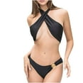 thumbnail image 1 of WREESH Womens Two Piece Swimsuit Criss Cross Bathing Suit New Fashion Split Swimsuit Casual Bikini Swimsuit Black, 1 of 9