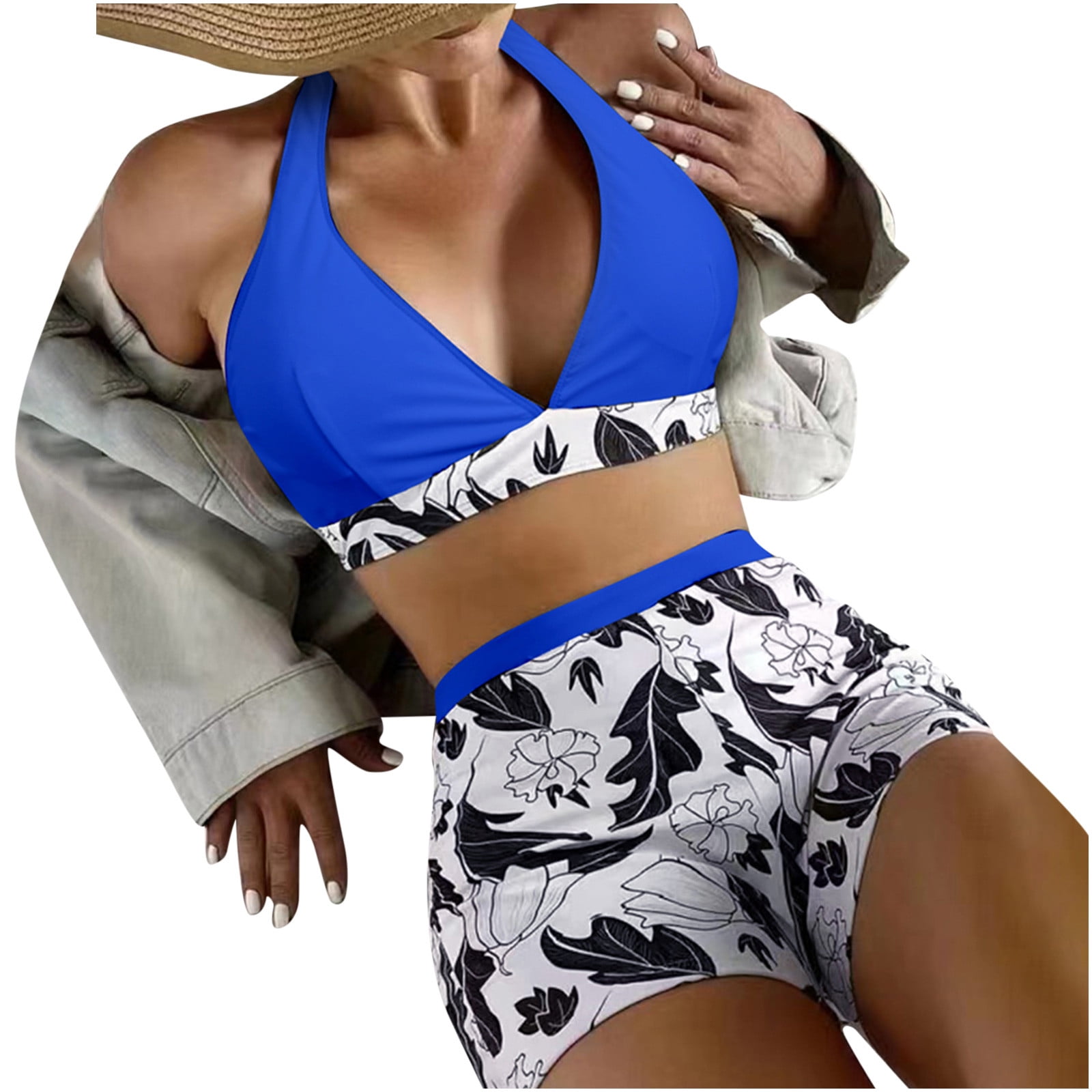 Plus Two Piece Bathing Suit Beachwear Swimwear Halter Removable Pads Bikini main image 0