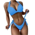 thumbnail image 1 of WREESH Womens Two Piece Swimsuit Halter Bikini Set High Cut Bikini Fashion Solid Bikini Push-Up Padded Swimsuit Set Beach Bathing Suit Blue, 1 of 6