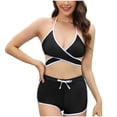 thumbnail image 1 of WREESH Womens Two Piece Swimsuit Halter Bikini Set New Fashion Swimwear Casual Bikini Set Swimsuit Beach Bathing Suit Black, 1 of 6