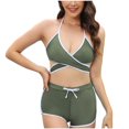 thumbnail image 1 of WREESH Womens Two Piece Swimsuit Halter Bikini Set New Fashion Swimwear Casual Bikini Set Swimsuit Beach Bathing Suit Olive Green, 1 of 7