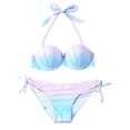 thumbnail image 1 of WREESH Womens Two Piece Swimsuit Halter Bikini Set String Of Pearls Bandage Fashion Gradient Bra Beach Bikini Set Swimsuit Beachwear Swimwear Bikinis Sets Bathing Suit Pink, 1 of 8