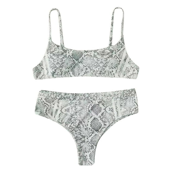 WREESH Womens Two Piece Swimsuit High Cut Bikini Bandeau Bandage Bikini Set Push-Up Brazilian Swimwear Beachwear Swimsuit Bathing Suit White